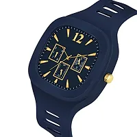 Acnos Brand - Square Blue DIAL Analog Silicon Strap ADDI Stylish Designer Analog Watch for Boys with bracelete Pack of 2-thumb2