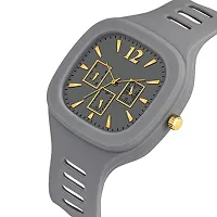 Acnos Brand - Square Grey DIAL Analog Silicon Strap ADDI Stylish Designer Analog Watch for Boys with bracelete Pack of 2-thumb2