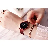 Acnos Brand - A Red Magnet Analog Watch with Rose-Gold Bracelet for Girls or Watch for Women Pack of - 2-thumb3