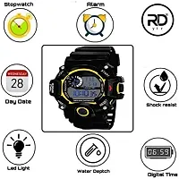 Acnos Brand - A Digital Watch with Square LED Shockproof Multi-Functional Automatic Yellow Boader Black Waterproof Digital Sports Watch for Men's Kids Watch for Boys - Watch for Men Pack of 2-thumb3