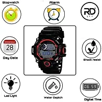 Acnos Brand - A Digital Watch with Square LED Shockproof Multi-Functional Automatic Red Boader Black Waterproof Digital Sports Watch for Men's Kids Watch for Boys - Watch for Men Pack of 2-thumb3