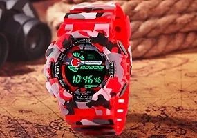 Acnos Brand - A Digital Watch Shockproof Multi-Functional Automatic Army Full Red Color Army Strap Waterproof Digital Sports Watch for Men's Kids Watch for Boys Watch for Men Pack of-1-thumb1