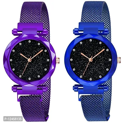 Stylish Stainless Steel Analog Watches For Women- 2 Pieces-thumb0