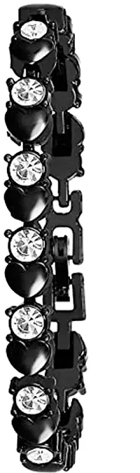 Acnos Black Magnet Strap Analogue Women's and Girls Watch Sweet Heart Black Bracelet Combo for Girl's  Women's Watch (Set of 2)-thumb1