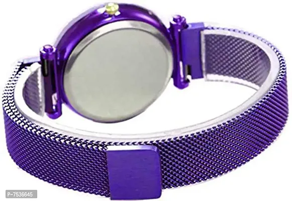 Acnos Purple Glass Black dial Magnetic Belt Purple Analog Watch for Men and Womne Pack of - 1-thumb2