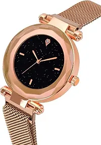 Acnos 4 Point Rose-Gold and Purple Color with Trending Magnetic Analogue Metal Strap Watches for Girl's and Women's Pack of - 2(P-180-190)-thumb1