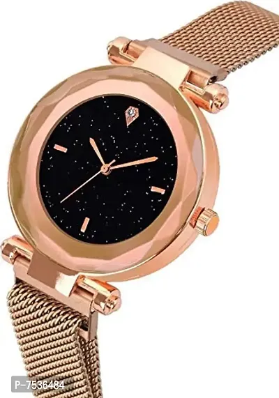 Acnos 4 Point Rose-Gold and Purple Color with Trending Magnetic Analogue Metal Strap Watches for Girl's and Women's Pack of - 2(P-180-190)-thumb2