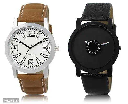 Elegant Slim Line Round Case Dial Analog Watch Combo For Men -Pack Of 2