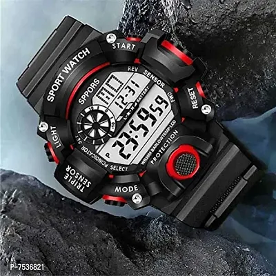 Acnos Brand - A Digital Watch with Square LED Shockproof Multi-Functional Automatic Red Color Ring Waterproof Digital Sports Watch for Men's Kids Watch for Boys Watch for Men Pack of 2-thumb4