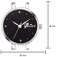 Acnos Brand - Analogue Women's Watch Black Dial Silver Colored Strap with Love Silver bracelete for Girl's or Women Pack of 2 Girl-thumb3