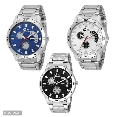 Acnos Black White and Blue Dial Analogue Watches for Men Pack of - 3(101-3 Color)