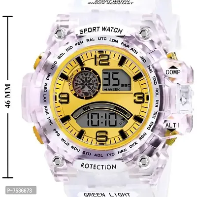 Acnos Brand - A Digital Watch Square LED Shockproof Multi-Functional Automatic Yellow Dial White Strap Waterproof Digital Sports Watch for Men's Kids Watch for Boys - Watch for Men Pack of 2-thumb5