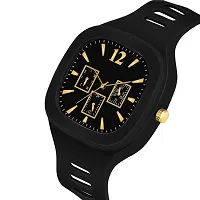 Acnos Brand - A Choras Black Watch Square Multi DIAL Analog Silicon PU Strap ADDI Stylish Designer Analog Watch - for Boys Pack of 1-thumb1