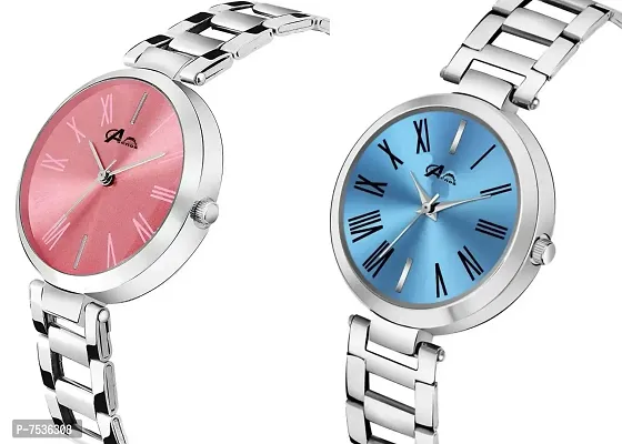 Acnos Analogue Blue Pink Dial Women's Watches Combo Pack of 2-thumb2