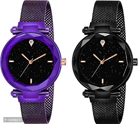 Stylish Stainless Steel Analog Watches For Women- 2 Pieces