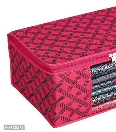 Acnos Metalic Pink Design Pink Chain 12 Piece Non Woven Large Size Saree Cover Set Pack Of 7-thumb4