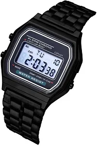 Acnos Brand 2 Combo Digital Black Vintage Square Dial Unisex Water Resist Watch for Men Women Pack Of 2 (WR70)-thumb1