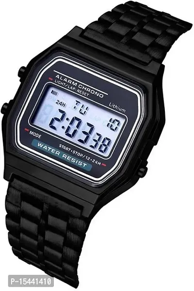 Acnos Brand 2 Combo Digital Black Vintage Square Dial Unisex Water Resist Watch for Men Women Pack Of 2 (WR70)-thumb2