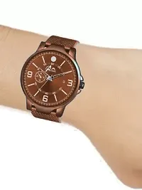 Acnos Brown PU Chronograph Strap Analog Wrist Watch for Men Women Pack Of 1-thumb3