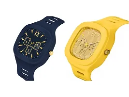 Stylish Multicoloured Silicone Analog Watches For Men Pack Of 2-thumb1