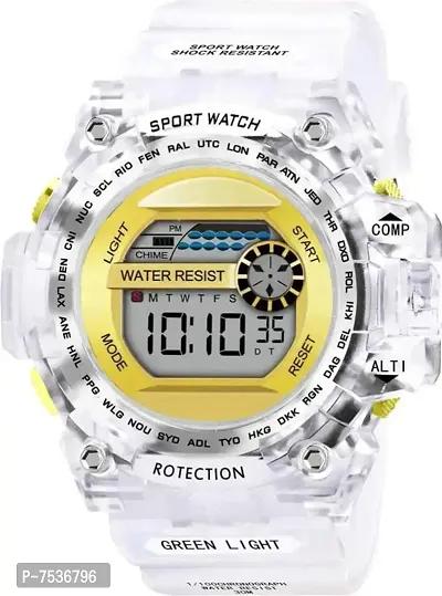 Acnos Brand - A Digital Alram Time Day Second Shockproof Multi-Functional Automatic White-Gold Waterproof Digital Sports Watch for Men's Kids Watch for Boys - Watch for Men Pack of 1