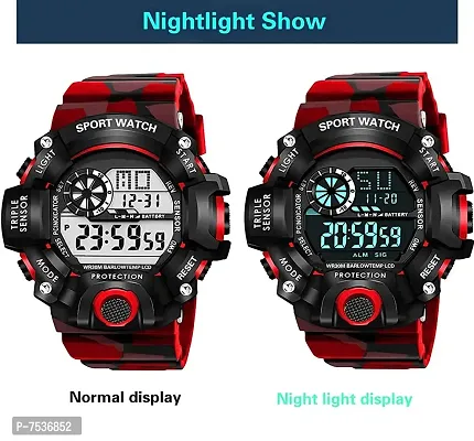 Acnos Brand - Digital Watch with Red Shockproof Multi-Functional Automatic 5 Color Army Strap Waterproof Digital Sports Watch for Men's Kids Watch for Boys - Watch for Men Pack of 2-thumb3