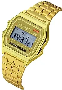 Acnos 2 Combo Digital Gold Vintage Square Dial Unisex Water Resist Watch for Men Women Pack Of 2 (WR70)-thumb1