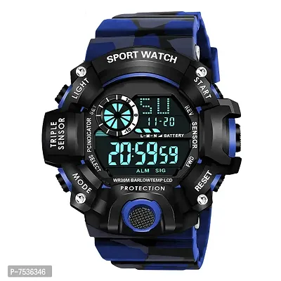 Acnos Brand - A Digital Watch Shockproof Multi-Functional Automatic Blue Army Strap Waterproof Digital Sport Watch for Mens Kids Watch for Boys - Watch for Men Pack of 1
