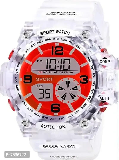 Acnos Brand - A Heavy Quality Digital Alarm Shockproof Multi-Functional Automatic White Strap Red Dial Waterproof Digital Sports Watch for Men's Kids Watch for Boys - Watch for Men Pack of 1-thumb0