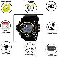 Acnos Brand - A Digital Watch with LED Shockproof Multi-Functional Automatic Yellow Boader Black Waterproof Digital Sports Watch for Men's Kids Watch for Boys - Watch for Men Pack of 2-thumb3