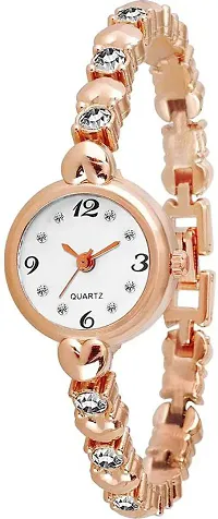 SWADESI STUFF Dial Heart Link Studded Analog Watch for Girls and Women