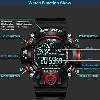 Acnos Brand - A Digital Watch with Square LED Shockproof Multi-Functional Automatic Red Color Ring Waterproof Digital Sports Watch for Men's Kids Watch for Boys Watch for Men Pack of 2-thumb2