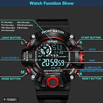 Acnos Brand - A Digital Watch with Square LED Shockproof Multi-Functional Automatic Red Color Ring Waterproof Digital Sports Watch for Men's Kids Watch for Boys Watch for Men Pack of 2-thumb3