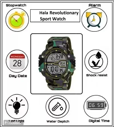 Acnos Brand - A Digital Boy's Watch (Black Dial, Green Strap)-thumb3