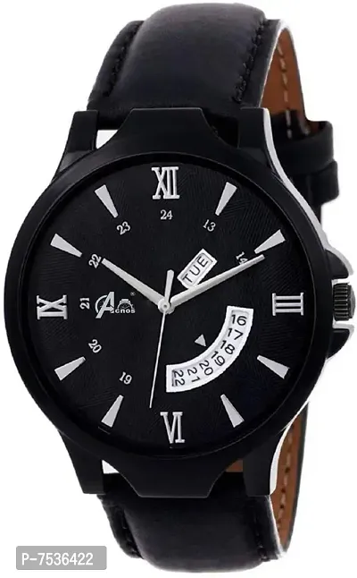 Acnos Day and Date Working Black Analog Watch for Men Pack of - 2