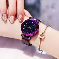 Acnos Purple and Silver Color 12 Point with Trending Magnetic Analogue Metal Strap Watches for Girl's and Women's Pack of - 2(DM-190-220)-thumb1
