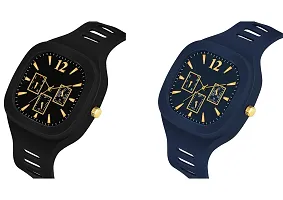 Stylish Multicoloured Silicone Analog Watches For Men Pack Of 2-thumb1