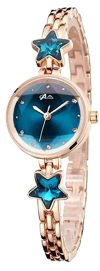 Acnos Analogue Women's Blue And White Dial Star And Flower Stone Bangle Watch , Pack Of 2-thumb1