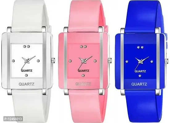 Stylish PU Analog Watches For Women- 3 Pieces