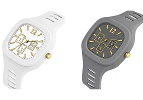 Stylish Multicoloured Silicone Analog Watches For Men Pack Of 2-thumb1