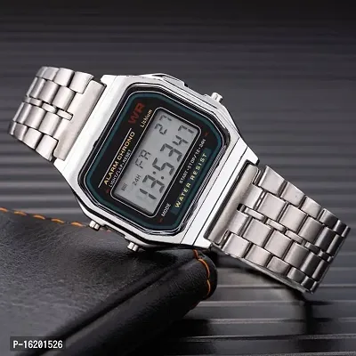 Acnos 2 Combo Digital Silver Vintage Square Dial Unisex Water Resist Watch for Men Women Pack Of 2 (WR70)-thumb4