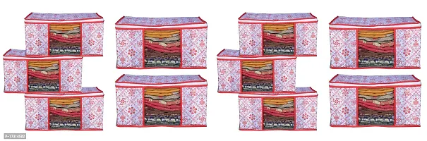 Acnos Metalic Red Design White Chain 10 Piece Non Woven Large Size Cloth Cover Set Pack Of 10-thumb0