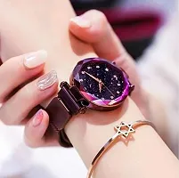 Acnos Purple and Silver Color 12 Point with Trending Magnetic Analogue Metal Strap Watches for Girl's and Women's Pack of - 2(DM-190-220)-thumb4