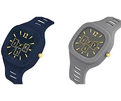 Stylish Multicoloured Silicone Analog Watches For Men Pack Of 2-thumb1