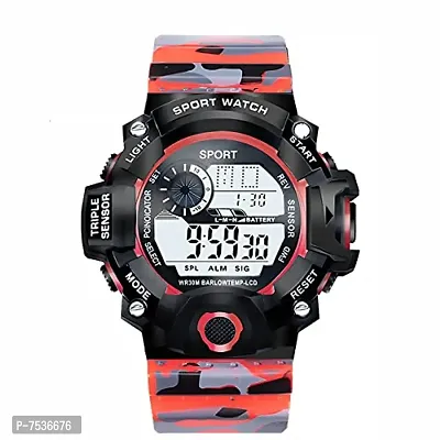 Acnos Brand - A Digital Watch Shockproof Multi-Functional Automatic Army Red Color Army Strap Waterproof Digital Sports Watch for Men's Kids Watch for Boys Watch for Men Pack of-1