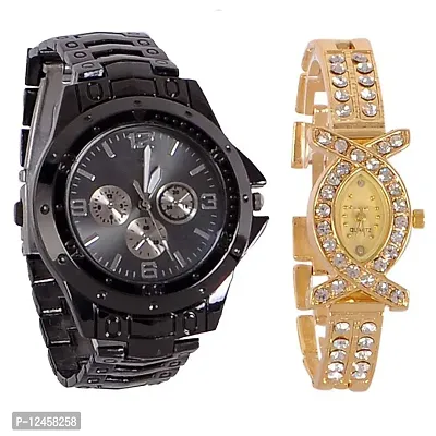 Stylish Stainless Steel Analog Watches For Women- 2 Pieces-thumb0