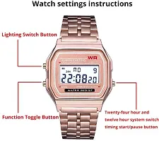Acnos Brand 2 Combo Digital Rosegold Vintage Square Dial Unisex Water Resist Watch for Men Women Pack Of 2 (WR70)-thumb4