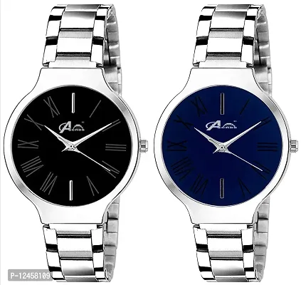 Stylish Stainless Steel Analog Watches For Women- 2 Pieces