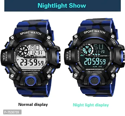 Acnos Brand - A Digital Watch Shockproof Multi-Functional Automatic Blue Color Army Strap Waterproof Digital Sports Watch for Men's Kids Watch for Boys Watch for Men Pack of 1-thumb2