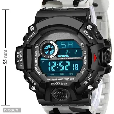 Acnos Brand - A Digital Watch with Square LED Shockproof Multi-Functional Automatic White Army Strap Waterproof Digital Sports Watch for Men's Kids Watch for Boys - Watch for Men Pack of 2-thumb3